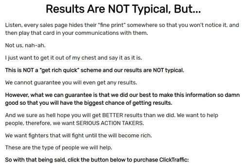 clicktraffic disclaimer