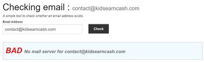 kids earn cash bad email