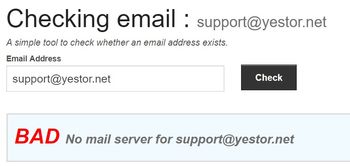 yestor bad email