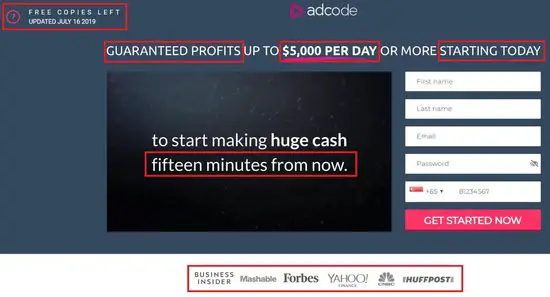 adcode sales page