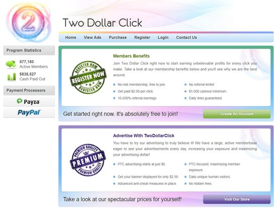 two dollar click home page