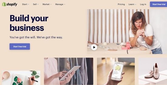 shopify home page