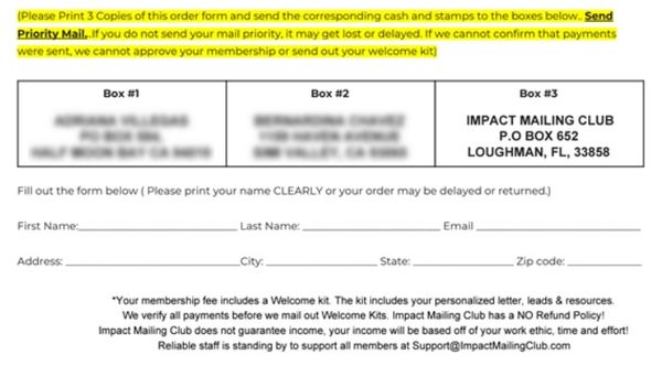 impact mailing club letter