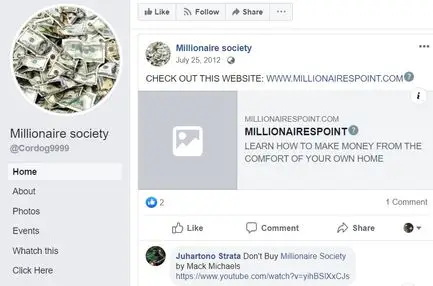 millionaire society facebook