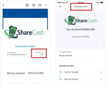 sharecash fake payment proof