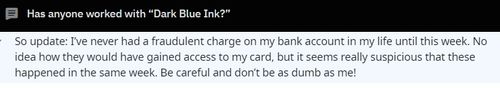 darkblueink fraudulent charge