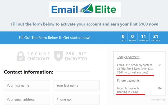 email elite academy checkout